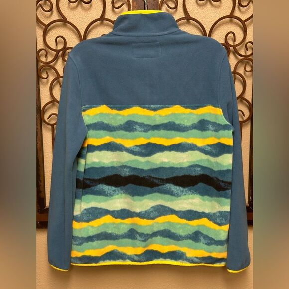 Lands End pullover sweatshirt with front pockets & snap button neck - Picture 2 of 6